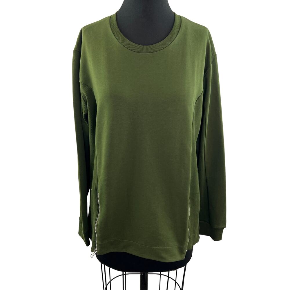 Universal Standard Green Sweatshirt Cotton Stretch Side Zipper Fleece Size S